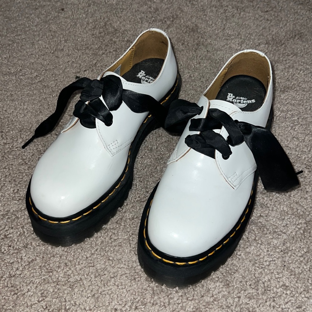 White 1461 Smooth Leather Platform Doc Martens